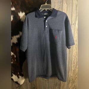 Polo Ralph Lauren 100% cotton navy blue with red mens short sleeve polo Medium